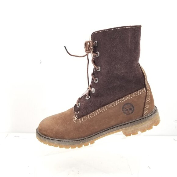 Timberland Jayne Boots Women's Waterproof Brown Teddy Fleece Fold Down Sz 9 - Picture 5 of 9